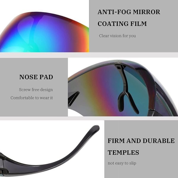 2021 Novelty Full-Face Multicolor Goggles with Removable Nose Bridge Polarized Large Mirror Sunglasses Big Face Mask - Image 4