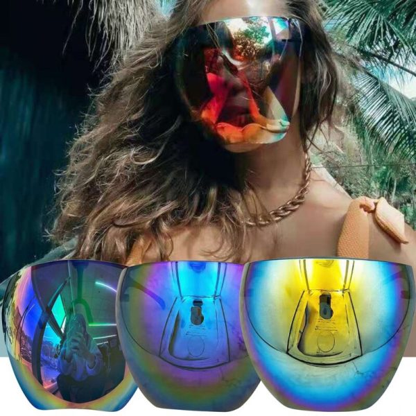 2021 Novelty Full-Face Multicolor Goggles with Removable Nose Bridge Polarized Large Mirror Sunglasses Big Face Mask