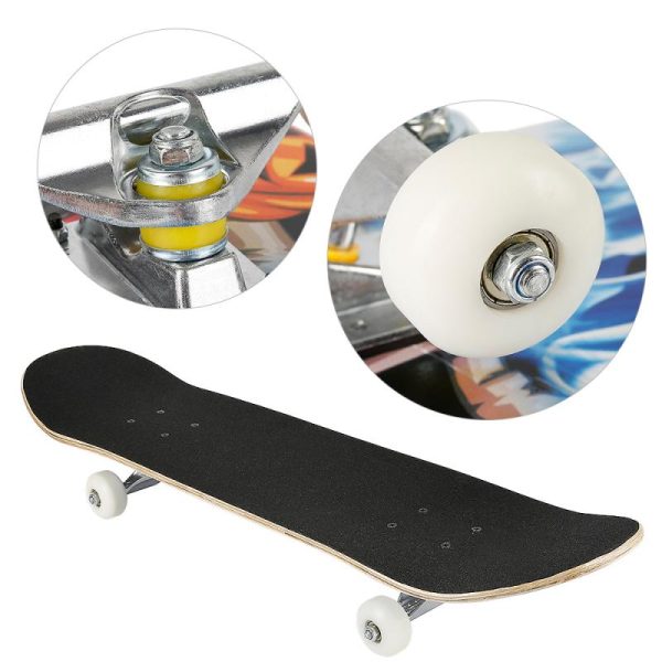 2023 Four-Wheel Maple Skateboard For Adult Child Teenagers Girls Sports Skate Scooter Skate Board With Skull Pattern Printing - Image 2