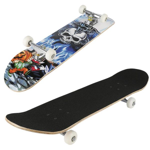 2023 Four-Wheel Maple Skateboard For Adult Child Teenagers Girls Sports Skate Scooter Skate Board With Skull Pattern Printing - Image 3