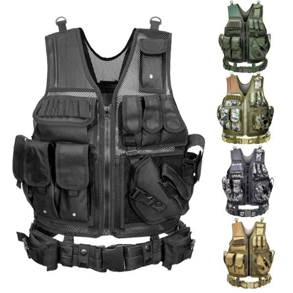 2023 Tactical Vest Military Combat Armor Vests Mens Tactical Hunting Vest Army Adjustable Armor Outdoor CS Training Vest Airsoft