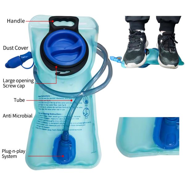 2L Leak Proof Water Reservoir Military Water Storage Bladder Bag BPA Free Hydration Pack Replacement Large Opening - Image 2