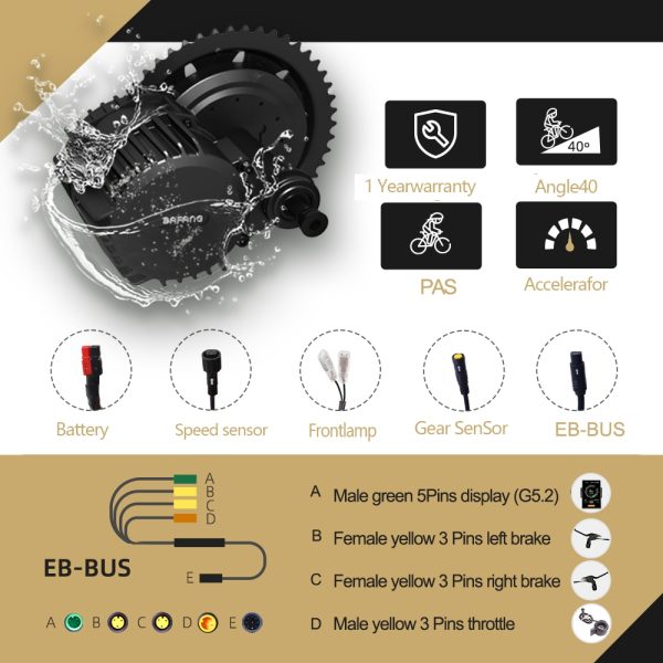 Bafang Motor 1000W-750W 48V/52V BBSHD BBS02 Mid Drive Motor Electric Bicycle Conversion Kit 52V17.5AH /20AH Lithium Battery - Image 2