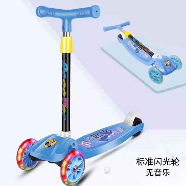 Children Scooter 3 Wheel Scooter with Light Up Flash Wheels Music Scooter For 2-8 Year Kids Adjustable Height Foldable Scooter - Image 2