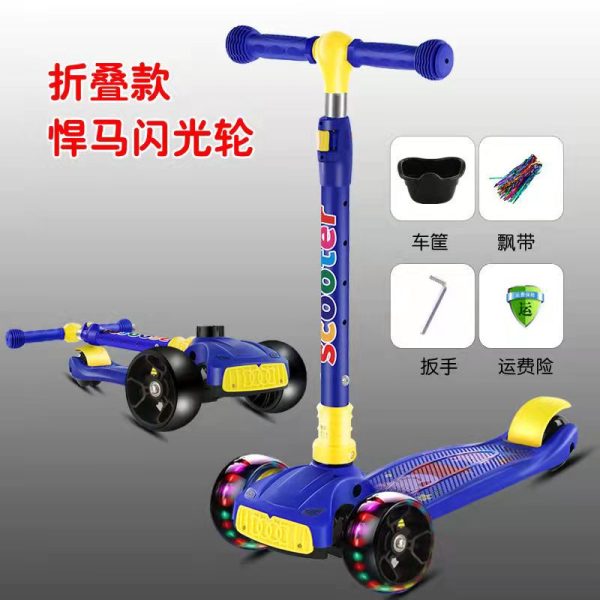 Children Scooter 3 Wheel Scooter with Light Up Flash Wheels Music Scooter For 2-8 Year Kids Adjustable Height Foldable Scooter - Image 4