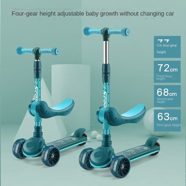 Children's Scooter Wholesale 2-12 Years Old Can Sit Perambulator Music Three Four-Wheel Scooter Scooter Children Dropshipping - Image 2