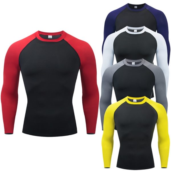 Compression Running T Shirt Fitness Men Tight Long Sleeve Tshirt Training Jogging Shirts Gym Sportswear Quick Dry rashgard Tee