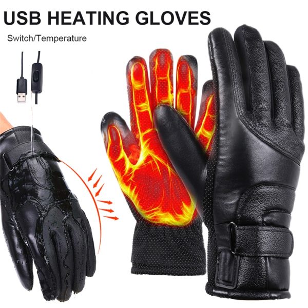 Electric Heated Gloves Waterproof Rechargeable USB Hand Warmer Heating Gloves Winter Motorcycle Thermal Touch Screen Bike Gloves - Image 2