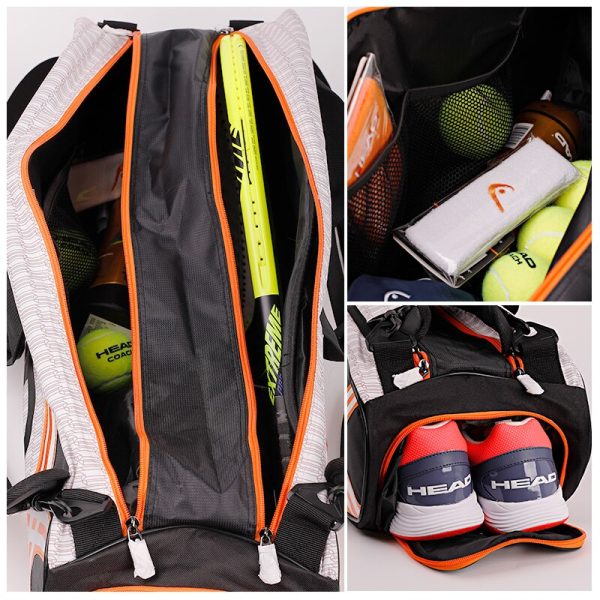 HEAD Tennis Rackets Bag Large Capacity 6-9 Pieces Tennis Backpack Badminton Gymbag Squash Racquet Bag With Separated Shoes Bag - Image 5