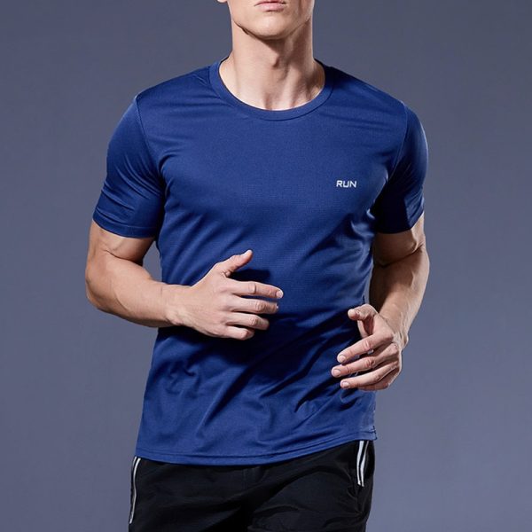 High Quality Polyester Men Running T Shirt Quick Dry Fitness Shirt Training Exercise Clothes Gym Sport Shirt Tops Lightweight - Image 2