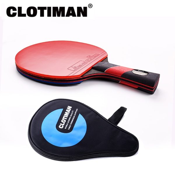 High quality carbon bat table tennis racket with rubber pingpong paddle short handle tennis table rackt long handle offensive