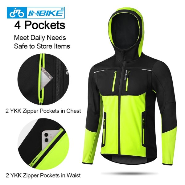 INBIKE Men's Winter Cycling Jacket With Hood Warm Fleece Windbreaker Coat For Men Windproof Outdoor Man Cycling Clothing Hiking - Image 3