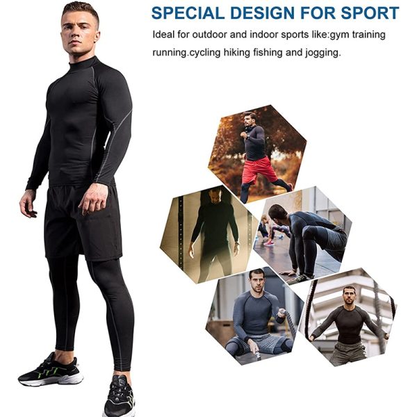 Men Bodybuilding Sport T-shirt Quick Dry Running Shirt Long Sleeve Compression Top Gym T Shirt Men Fitness Tight Rashgard - Image 6