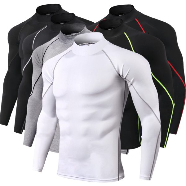 Men Bodybuilding Sport T-shirt Quick Dry Running Shirt Long Sleeve Compression Top Gym T Shirt Men Fitness Tight Rashgard