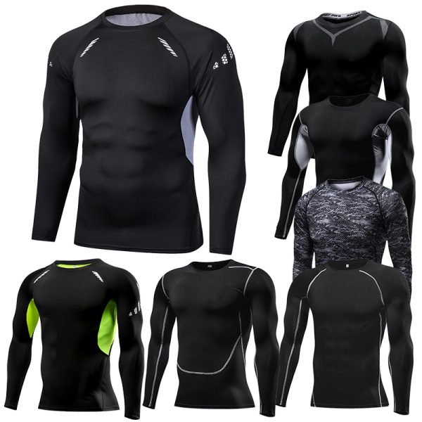 Men Compression Running T Shirt Fitness Tight Long Sleeve Sport Tshirt Training Jogging Shirts Gym Sportswear Quick Dry Rashgard - Image 2