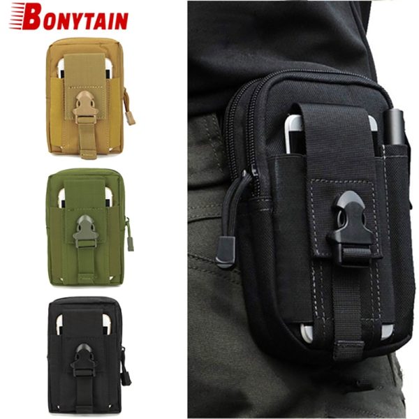 Men Tactical Molle Pouch Belt Waist Pack Bag Small Phone Pocket Military Waist Pack Running Pouch Travel Camping Bags Soft Back