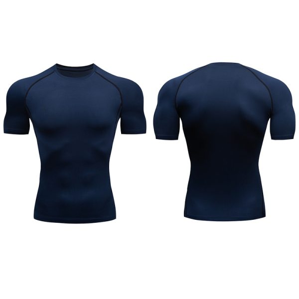 Men's Running T-Shirts Quick Dry Compression Sport Undershirt Fitness Gym Tights Blouse Tees Male Soccer Jersey Sportswear Black - Image 3