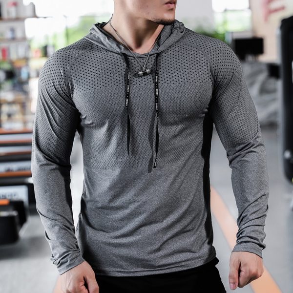 Mens Fitness Tracksuit Running Sport Hoodie Gym Joggers Hooded Outdoor Workout Athletic Clothing Muscle Training Sweatshirt Tops - Image 2