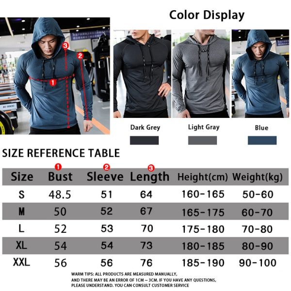 Mens Fitness Tracksuit Running Sport Hoodie Gym Joggers Hooded Outdoor Workout Athletic Clothing Muscle Training Sweatshirt Tops - Image 5