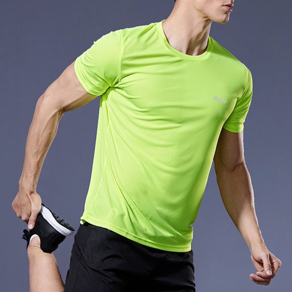 Mens Short Sleeve Sport t Shirt Quick Dry Running t-Shirt Breathable Fitness Shirt Top Ice Silk Gym Football Jerseys Man Clothes - Image 2