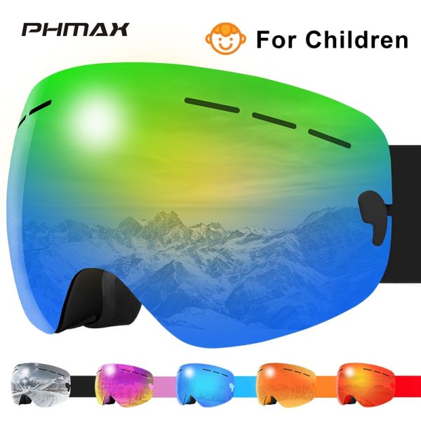 PHMAX Children's Ski Goggles Winter Ski Goggles Snowmobile Equipment Snowmobile Glasses Kid Winter Anti-Fog Snowboarding Glasses