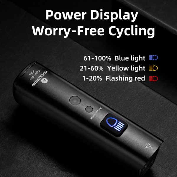 ROCKBROS 1000Lumen Bike Light Smart Vibration Sensing Bike Lamp 5Modes Bicycle Headlight LED Flashlight Lantern Bike Accessories - Image 3