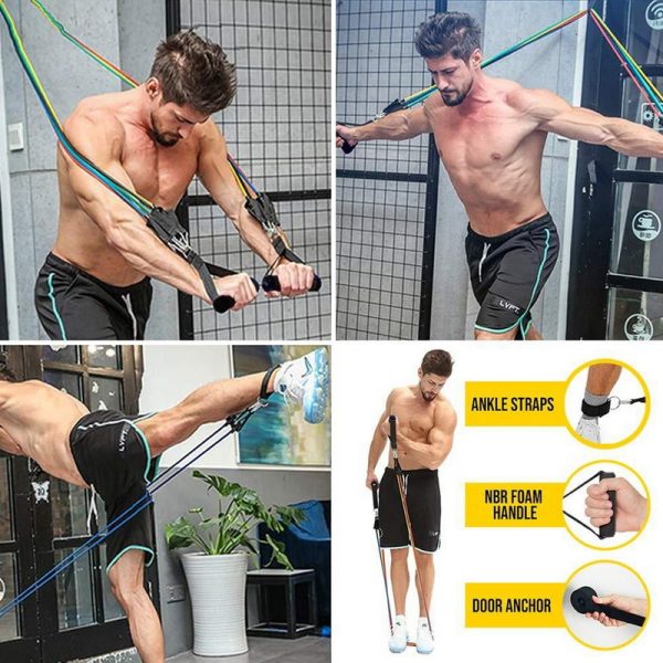 Resistance Bands Set Exercise Bands with Door Anchor Legs Ankle Straps for Resistance Training Physical Therapy Home Workouts - Image 5