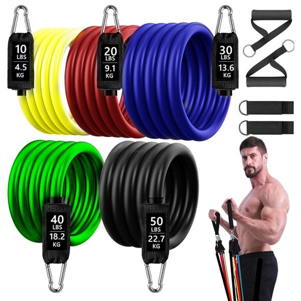 Resistance Bands Set Exercise Bands with Door Anchor Legs Ankle Straps for Resistance Training Physical Therapy Home Workouts