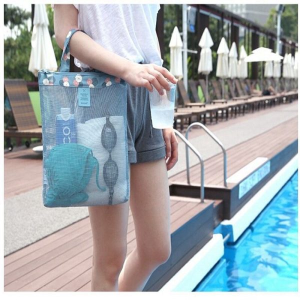 Small summer swimming beach bag mesh mesh storage bag zipper bag sports handbag multi-function multi-scene - Image 3