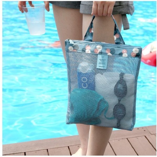 Small summer swimming beach bag mesh mesh storage bag zipper bag sports handbag multi-function multi-scene