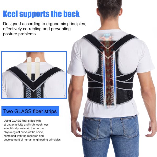 Straight Back Posture Corrector Shoulder Lumbar Brace Spine Support Belt Adjustable Corset Correction Body Improve with Plate - Image 3