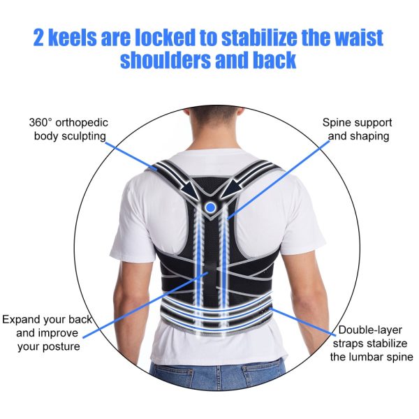 Straight Back Posture Corrector Shoulder Lumbar Brace Spine Support Belt Adjustable Corset Correction Body Improve with Plate - Image 4