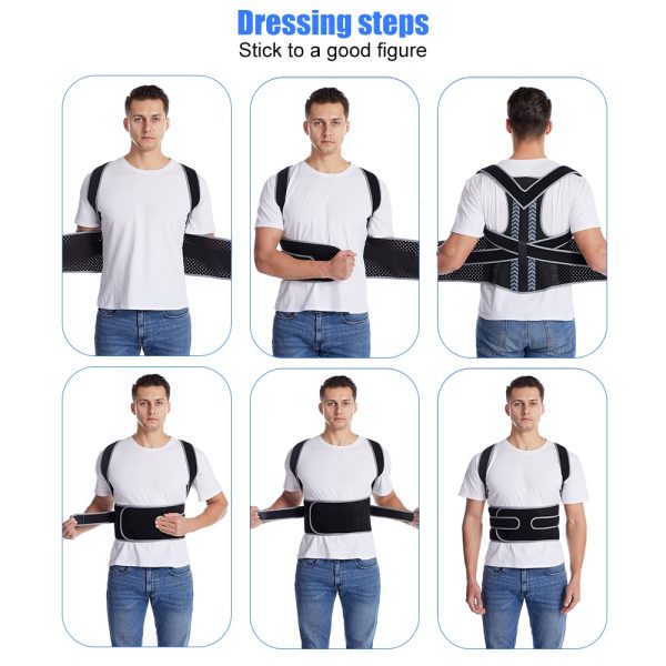 Straight Back Posture Corrector Shoulder Lumbar Brace Spine Support Belt Adjustable Corset Correction Body Improve with Plate - Image 5