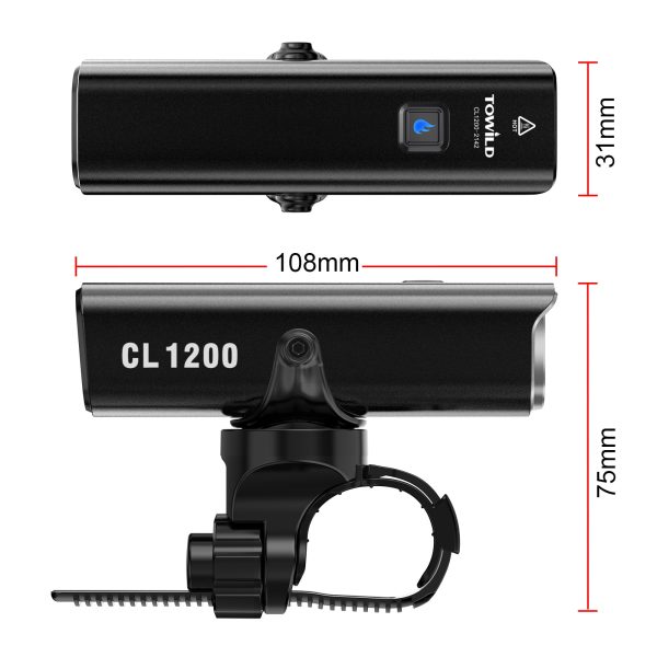 TOWILD CL1200 Bike Light Front Lamp USB Rechargeable LED 1200LM 4000mAh Bicycle Light Waterproof Headlight Bike Accessories - Image 2