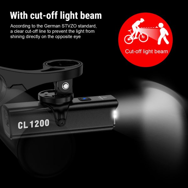 TOWILD CL1200 Bike Light Front Lamp USB Rechargeable LED 1200LM 4000mAh Bicycle Light Waterproof Headlight Bike Accessories - Image 5