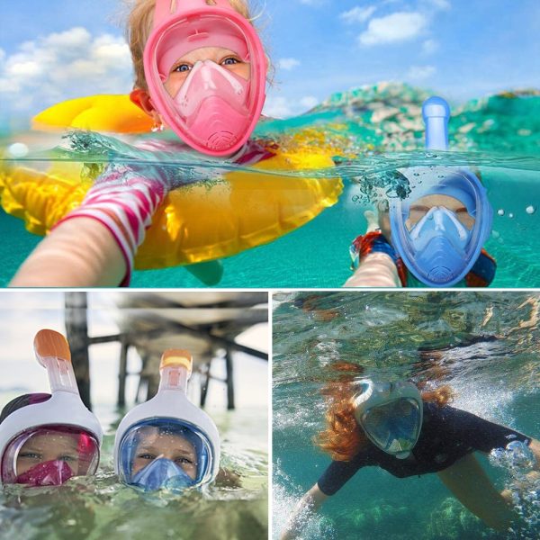 Underwater Snorkeling Full Face Children Swimming Mask Set Scuba Diving Respirator Masks Anti Fog Safe Breathing for Kids Adult - Image 6