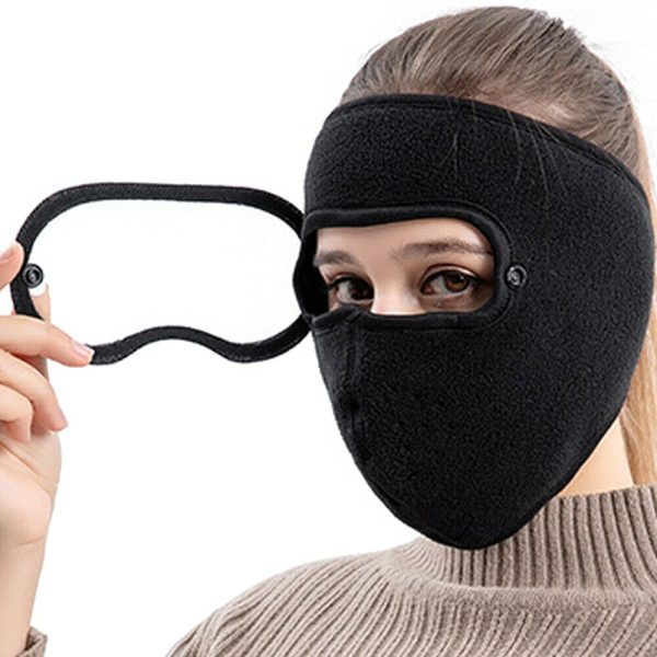 Windproof Anti Dust Face Mask Cycling Ski Breathable Masks Fleece Face Shield Hood with High Definition Anti Goggles Skullies - Image 2