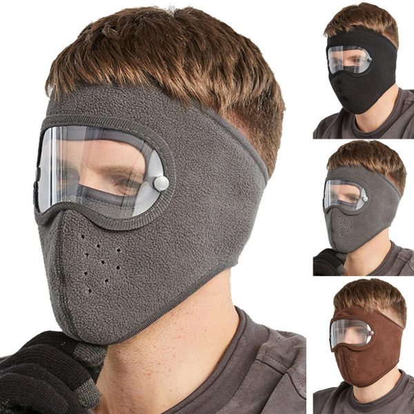 Windproof Anti Dust Face Mask Cycling Ski Breathable Masks Fleece Face Shield Hood with High Definition Anti Goggles Skullies - Image 3