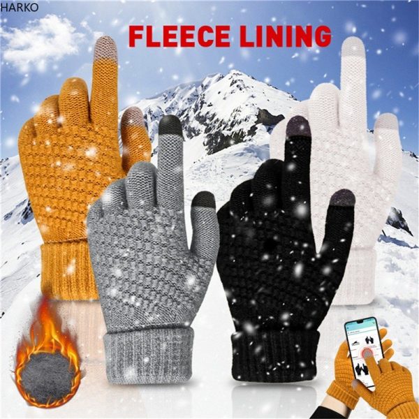 Winter Warm Knitted Gloves Mobile Phone Touch Screen Knitted Gloves Winter Thick Warm Adult Gloves For Men Women - Image 2