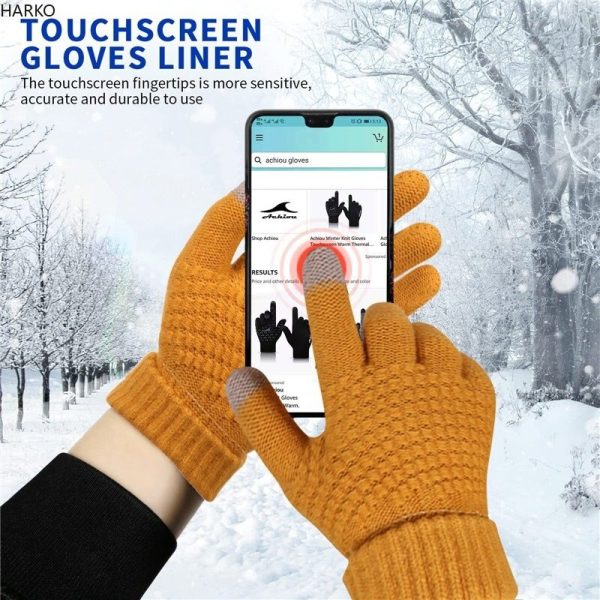 Winter Warm Knitted Gloves Mobile Phone Touch Screen Knitted Gloves Winter Thick Warm Adult Gloves For Men Women - Image 3