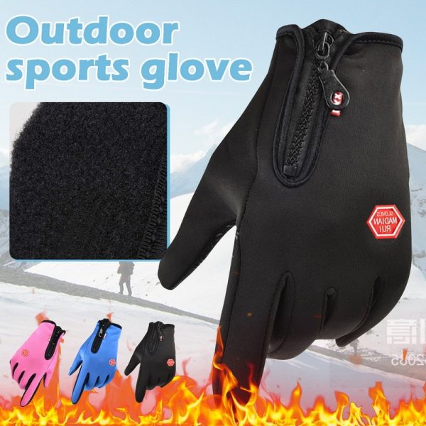 Winter Women Men Gloves Touch Cold Waterproof Motorcycle Cycle Gloves Male Outdoor Sports Warm Thermal Fleece Running Ski Gloves - Image 2