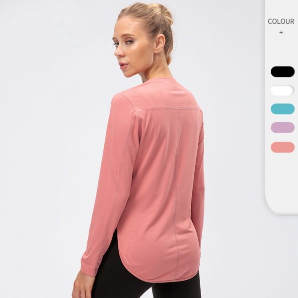 Women Sports Top Fitness Running Gym Clothing Solid Long Sleeve Yoga Shirts Outdoor Workout Loose Sport Shirt Quick Dry T-shirts - Image 6