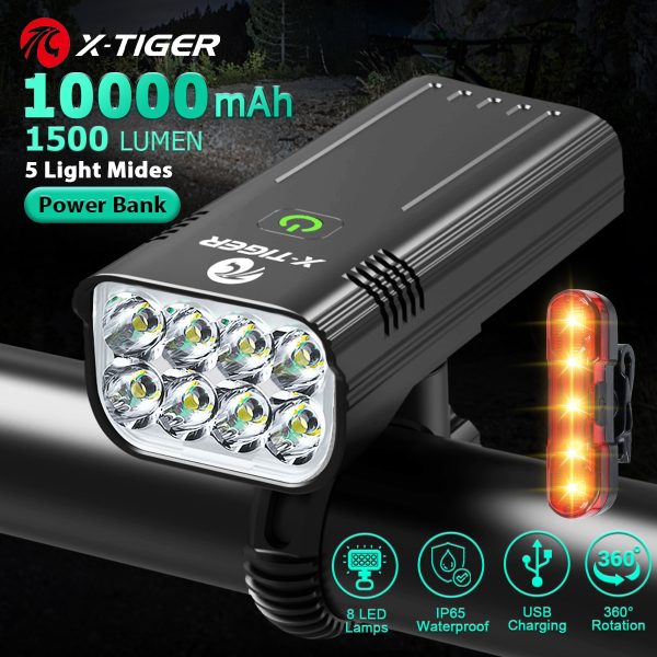 X-TIGER Bicycle Lights Waterproof USB Charging Bike Light Aluminum LED Front Lamp Bike Headlight Power Bank Cycling Flashlight - Image 2