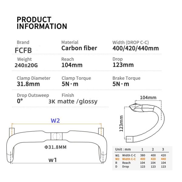 carbon handlebar Road Bicycle Handlebar Bicycle Accessories 400/420/440mm 3K Bicycle Handle Bike Parts Internal Routing - Image 5